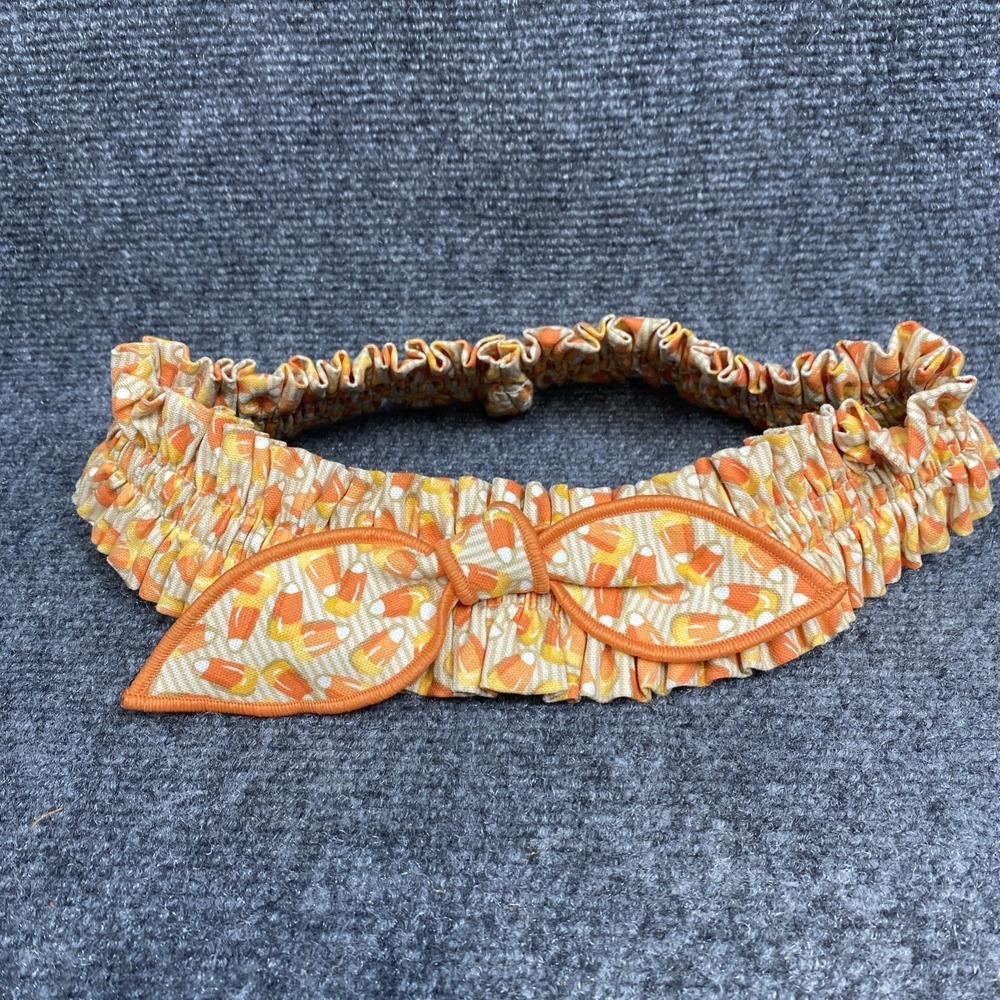 Longaberger Garter Small Candy Corn Halloween Basket Fabric Ruffle Bow